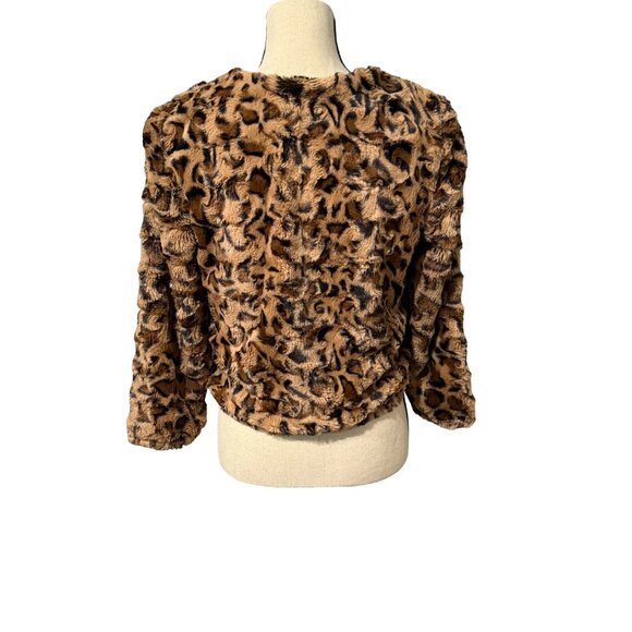 NWT Calvin Klein Brown & Black Animal Print Faux Fur Jacket Size M - Picture 4 of 5
